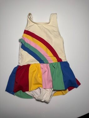 Hanna Andersson Rainbow Stripe One-Piece Swimsuit with Skirt